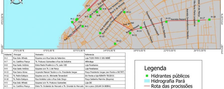 Mapeamento de Hidrantes na rota da procissão do Círio