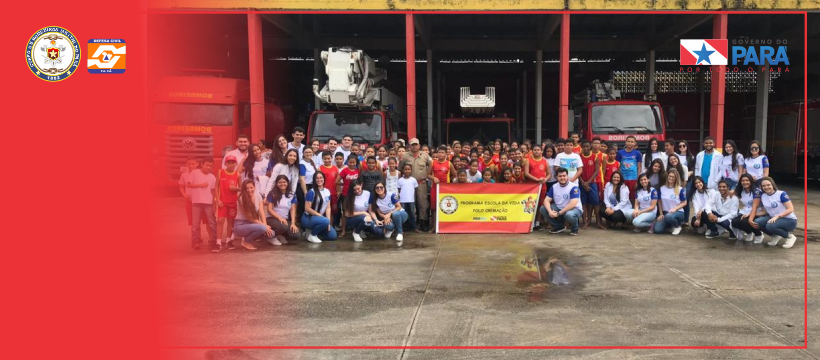 Jovens participam de ação ministrada pelo 1° Grupamento Bombeiros Militar