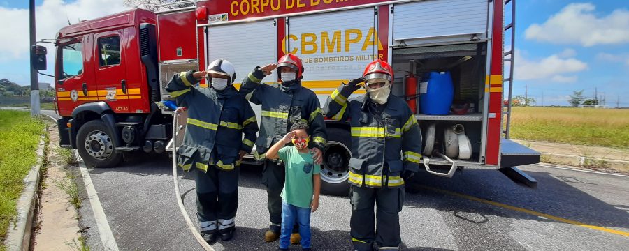 CBMPA recebe visita de criança que sonha em ser Bombeiro