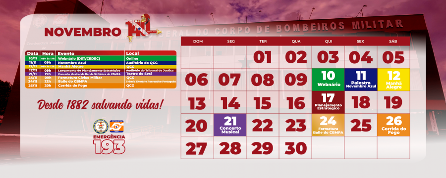 Calendário de Novembro 2022